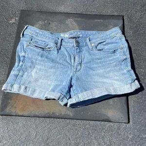 Mid-Rise Cuffed Denim Shorts